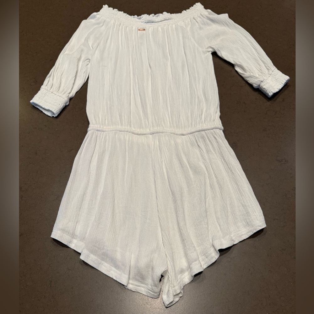 Raisins Womens West Coast Off-The-Shoulder Romper Cover-Up White Size S - Picture 6 of 11